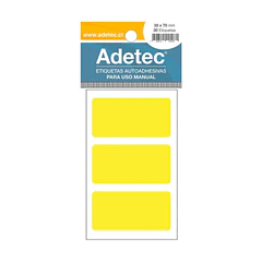 ETIQUETAS MANUALES  ADETEC COLORES  35X70 MM 10 HOJAS 30 UNIDADES