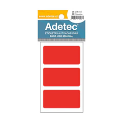 ETIQUETAS MANUALES  ADETEC COLORES  35X70 MM 10 HOJAS 30 UNIDADES