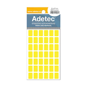 ETIQUETAS MANUALES ADETEC COLORES 11X17 MM 10 HOJAS 420 UNIDADES