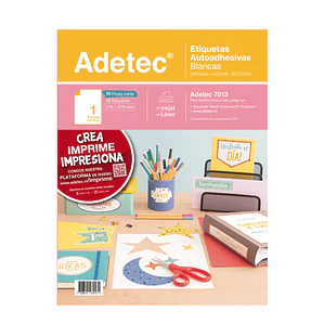 ETIQUETA  AUTOADHESIVA ADETEC 1 POR HOJA 216MM X 279MM BLANCO 