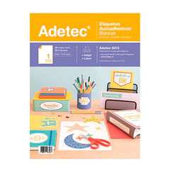 ETIQUETA  AUTOADHESIVA ADETEC 1 POR HOJA 216MM X 279MM BLANCO 