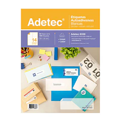 ETIQUETA  AUTOADHESIVA ADETEC 14 POR HOJA 101MM X 34MM BLANCO 