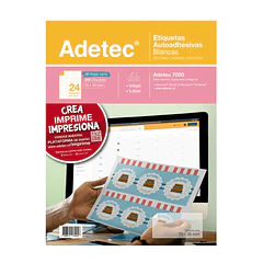 ETIQUETA  AUTOADHESIVA ADETEC 24 POR HOJA 70MM X 35MM BLANCO 