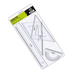 SET GEOMETRÍA NEOLITE 4 PIEZAS TRANSPARENTES 30CM