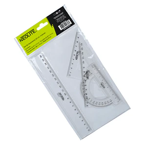 SET GEOMETRÍA NEOLITE 4 PIEZAS TRANSPARENTES 20CM