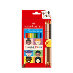 LAPIZ COLOR 12UN. LARGO FABER CARAS/CORES+6COLORES 