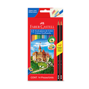 LÁPIZ COLOR FABER CASTELL LARGO HEXAGONAL12 COLORES 