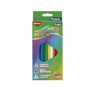 LÁPIZ DE COLOR TRIANGULAR ACUARELABLE 12 COLORES TORRE