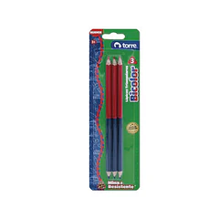 LAPIZ BICOLOR TRIANGULAR TORRE X 3 AZUL-ROJO