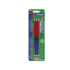 LAPIZ BICOLOR TRIANGULAR TORRE X 3 AZUL-ROJO