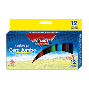 LAPIZ CERA 12 COLORES PROARTE GRUESOS
