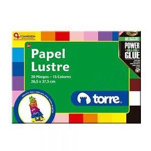 PAPEL LUSTRE TORRE CARPETA ARTE 26.5X37.5CM 20UND COLORES SURTIDOS