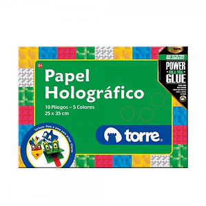 CARPETA CON CARTULINA HOLOGRÁFICO TORRE 10 DISEÑOS 
