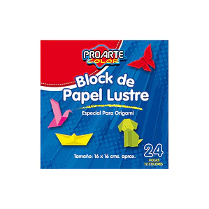PAPEL LUSTRE PROARTE BLOCK DE PAPEL 24 HOJA 16X16