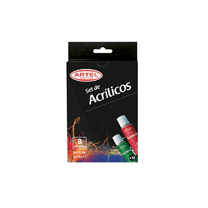 PINTURA AL ACRILICA  ARTEL SET MASTER QUALITY SURTIDO 12 ML 8 UNIDADES