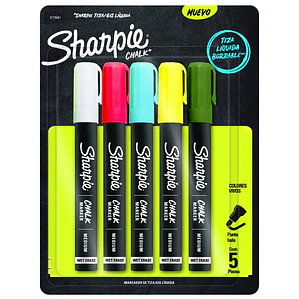 PLUMONES TIZA SHARPIE CHALK PUNTA REDONDA 5 COLORES 