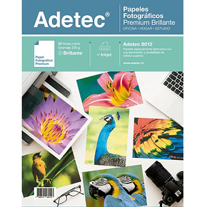 PAPEL FOTOGRAFICO ADETEC BRILLANT INKJET CARTA 235 G 20 HOJAS
