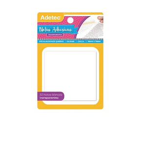 NOTAS ADHESIVAS ADETEC TRANSPARENTES 76 X 76 MM 50 HJS 