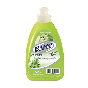 JABÓN LÍQUIDO KLAREN  CON DOSIFICADOR 340 ML AROMAS 