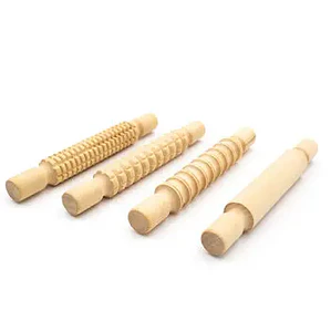  RODILLOS DE MADERA 4 PIEZAS DIFERENTES TEXTURAS