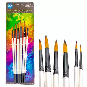 SET DE 6 PINCELES ACRÍLICOS PUNTA REDONDA