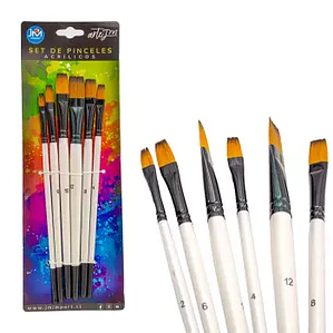 SET DE 6 PINCELES ACRÍLICOS PUNTA ESPATULADA