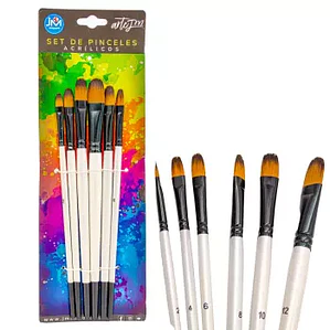 SET DE 6 PINCELES ACRÍLICOS PUNTA ANGULAR