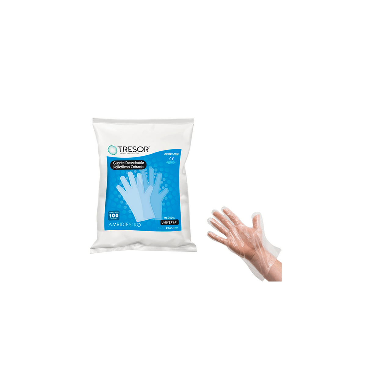 GUANTES TRESOR DESECHABLE AMBIDIESTRO 100 UNIDADES 