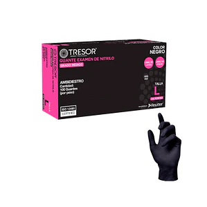 GUANTES DE EXAMINACIÓN TRESOR NITRILO SIN POLVO NEGRO