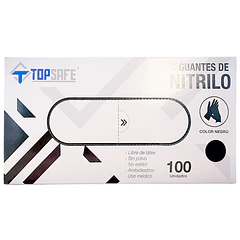 GUANTES EXAMINADOR TOP SAFE NITRILO NEGRO SIN POLVO