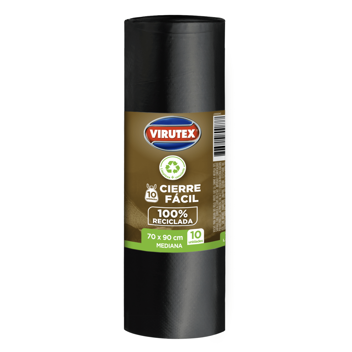 BOLSA DE ASEO VIRUTEX CIERRE FÁCIL 70X90 CM 10 UNIDADES 