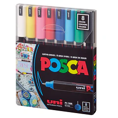 SET MARCADORES ACRÍLICOS FINOS 8 COLORES POSCA 