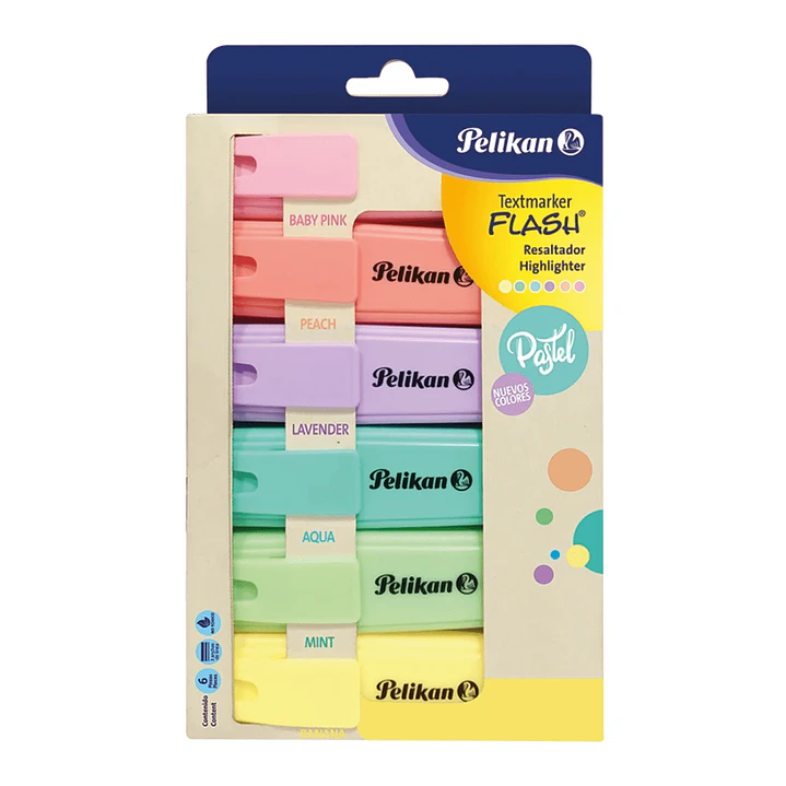 DESTACADOR PELIKAN FLASH PASTEL - DISPLAY DE 6 COLORES 1