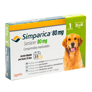 Simparica 80 mg (20 a 40 kg) 1 Comprimido masticable