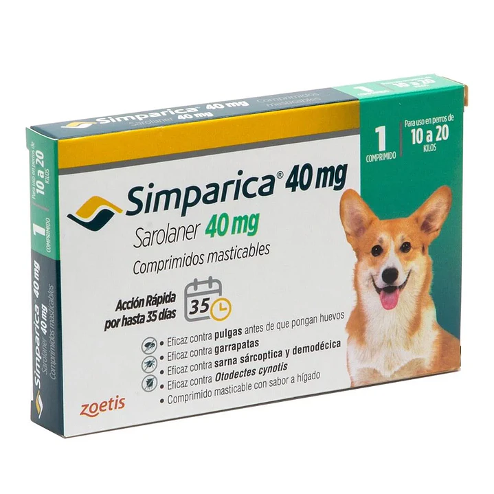 Simparica 40 mg (10 a 20 kg) 1 Comprimido masticable 1