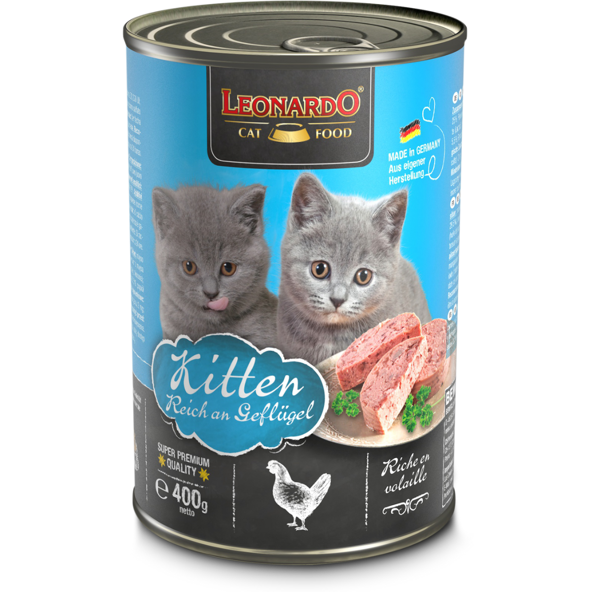 Leonardo Lata Quality Selection Kitten 400Gr / ¡Alimento húmedo premium para consentir a tu gatito!