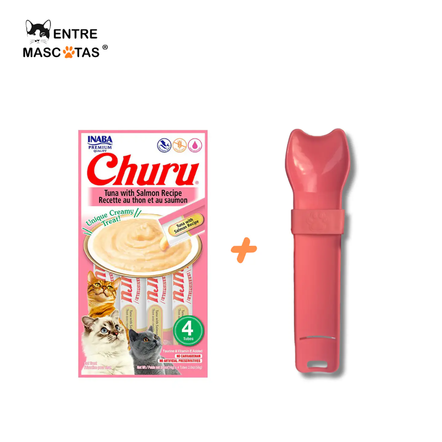 Pack Churu  Atún y Salmón + Cuchara rosada 1
