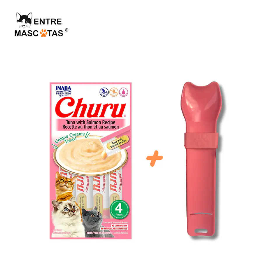 Pack Churu  Atún y Salmón + Cuchara rosada 1