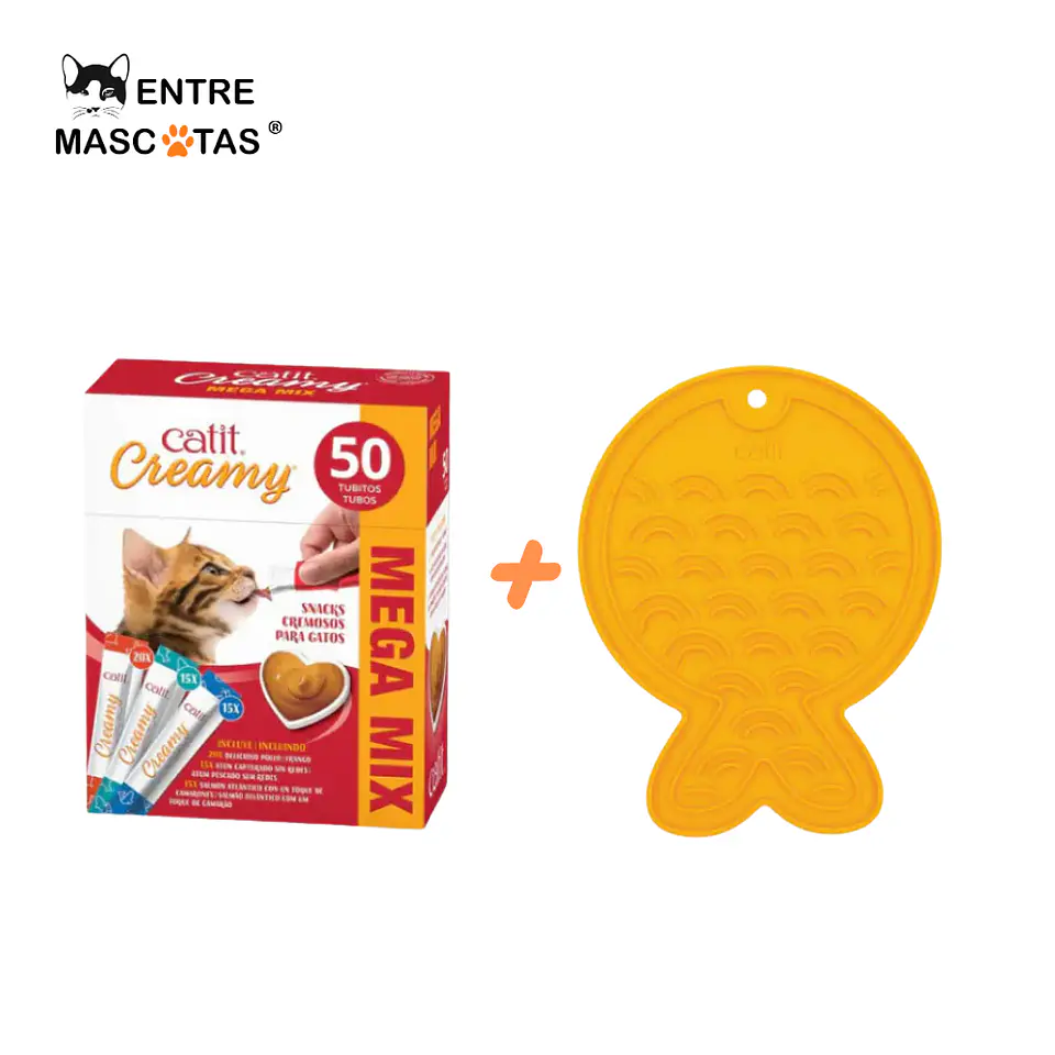 Pack Catit Creamy Mega Mix 50 unidades +  Mat Pez 1