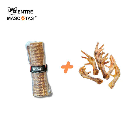 Pack Tráquea de Vacuno 15cm + Patas de pollo deshidratadas