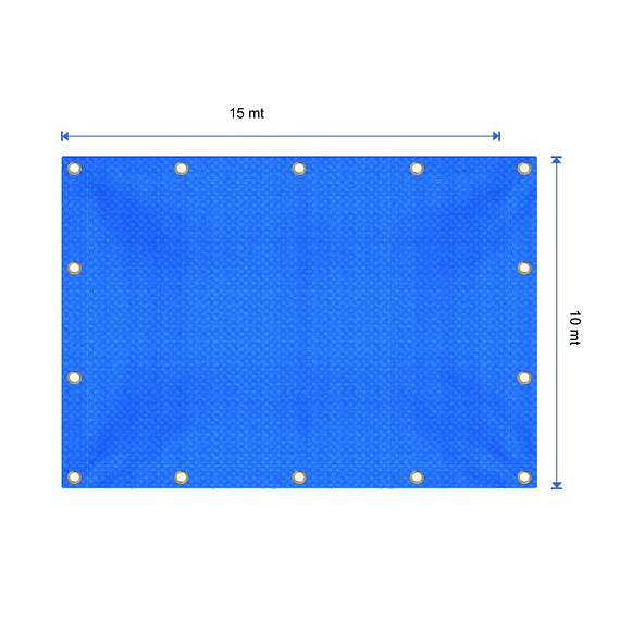 Carpa de tarpaulin 10x15 con costura y ojetillos color azul/plata