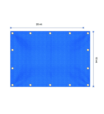 Carpa de tarpaulin 10x20 con costura y ojetillos color azul/plata