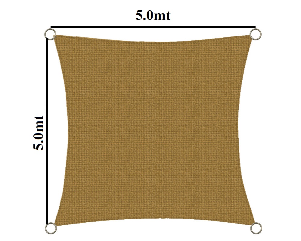 Toldo Vela 5X5 mts 90% HDPE Beige Cuadrada 1