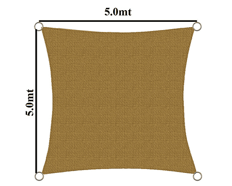 Toldo Vela 5X5 mt 90% HDPE Beige Cuadrada