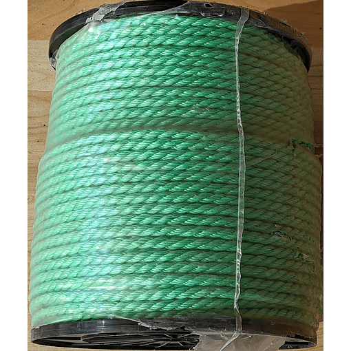 Rollo de cordel plastico verde de 14 mm