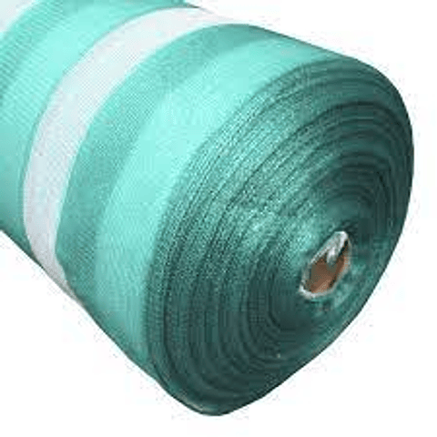 Rollo malla raschel 80% sombra Verde Listado Blanco 4.20 mt de ancho 100 mt largo