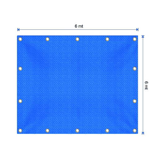 Carpa de tarpaulin 6x6 con costura y ojetillos color azul