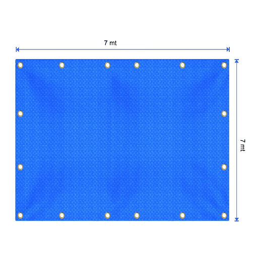 Carpa de tarpaulin 7x7 con costura y ojetillos color azul