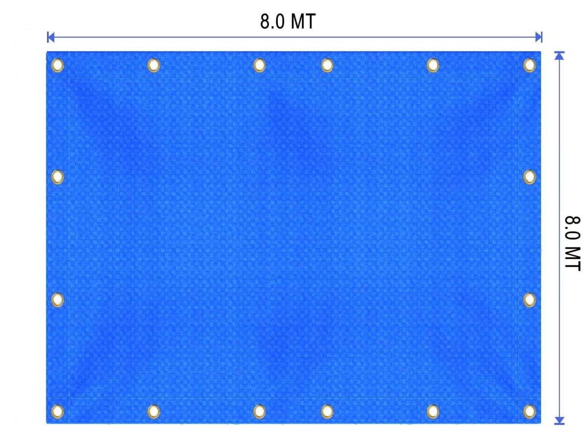 Carpa de tarpaulin 8x8 con costura y ojetillos color azul 1