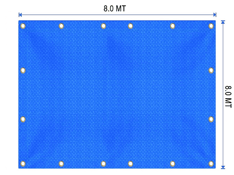 Carpa de tarpaulin 8x8 con costura y ojetillos color azul